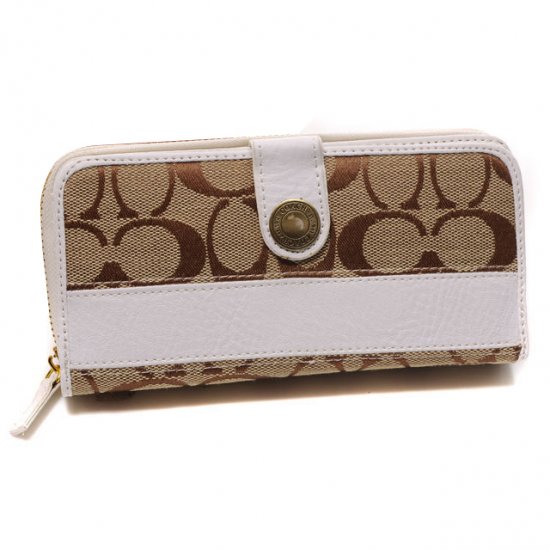 Coach In Signature Large White Wallets DTT | Coach Outlet Canada
